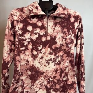Columbia Tie Dye Fleece Pullover Women’s Large Pink Burgundy Quarter Zip